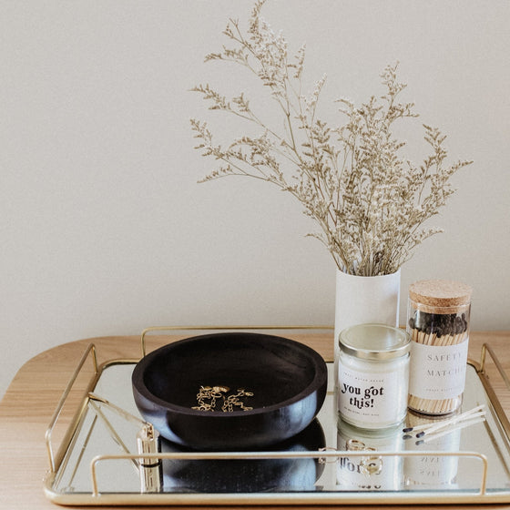 Black Decorative Wood Bowl