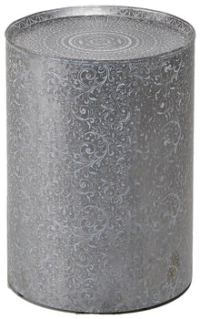  Jada Round End Table in A Decorative Etched Metal