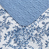 King size 3 Piece Reversible Blue White Floral Cotton Quilt Set