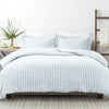 Twin Size Premium Duvet Set in Rugged Striped Light Blue