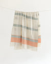 Camden Handwoven Cotton Ivory Throw with Light Blue and Orange Detail