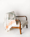 Camden Handwoven Cotton Ivory Throw with Light Blue and Orange Detail