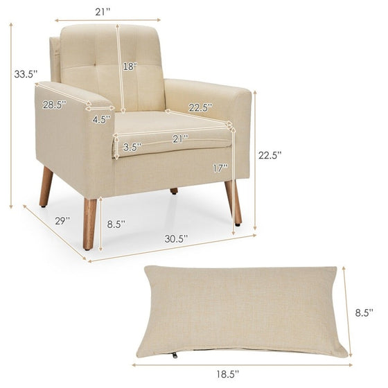 Linen Mid-Century Accent Chair