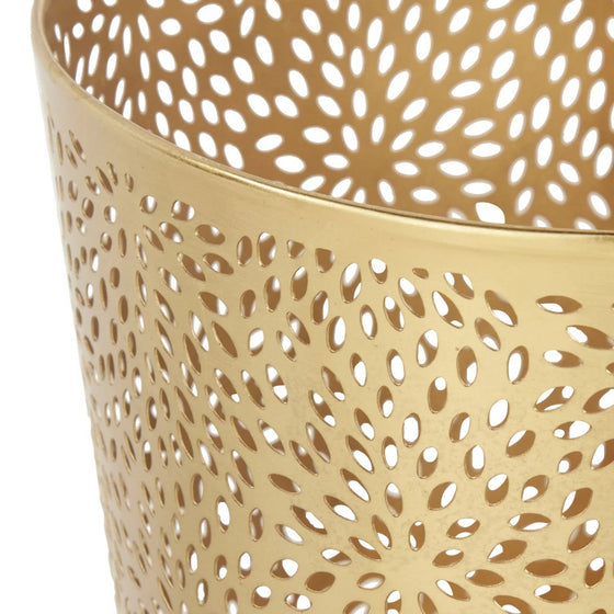 1.3 Gallon Metal Waste Basket in Gold Finish