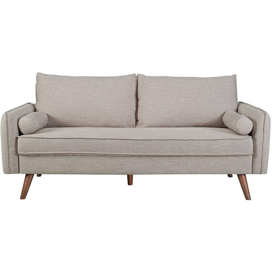 Mid-Century Upholstered Beige Sofa