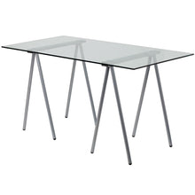  Modern Writing Table Made with Tempered Glass Top and Metal Legs