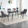 Modern Glass Dining Table Set -Includes 4 Grey Velvet Upholstered Tuft Chairs