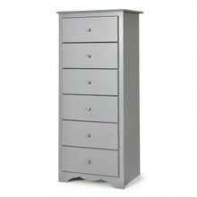  Modern Grey 6 Drawer Tall Wood Dresser Chest