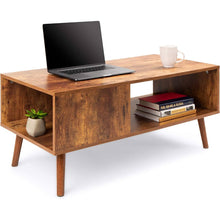  Modern Mid-Century Style Coffee Table in Brown Rustic Wood