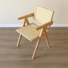 Modern Wood and Rattan Arm Chair in Rustic Stain Finish