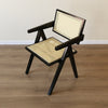 Modern Wood and Rattan Arm Chair in Rustic Stain Finish