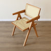 Modern Wood and Rattan Arm Chair in Rustic Stain Finish