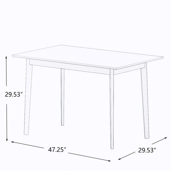 Modern Square Dining Table in White with Solid Wooden Legs