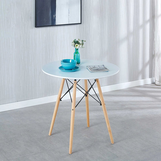 White Modern Round Dining Table -Seats 4