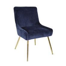  Modern Velvet Cushioned Dining Chair in Navy Blue