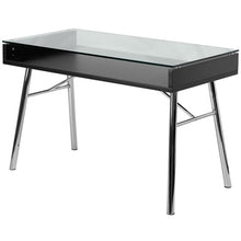  Modern Tempered Glass Top Writing Table Computer Desk with Chrome Legs