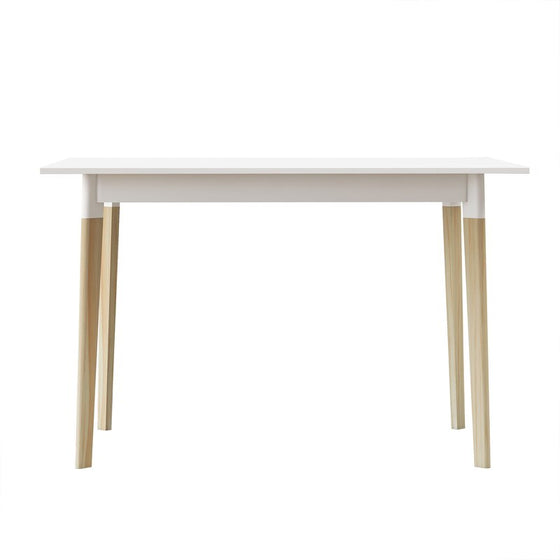 Modern Square Dining Table in White with Solid Wooden Legs