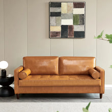  Mid-Century Sofa in Natural Brown Vegan Leather