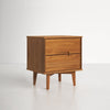 Nordic 2 Drawer Solid Wood Nightstand in Natural Brown