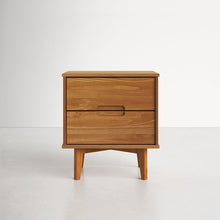  Nordic 2 Drawer Solid Wood Nightstand in Natural Brown