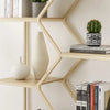 Modern Natural 5 Tiered Bookshelf with Rattan Style Cabinets