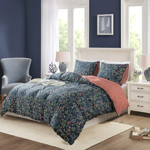  Queen Navy Floral Cotton Duvet Cover Set