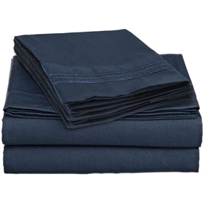 King size 4-Piece Wrinkle-Free Luxury Sheet Set in Navy Blue