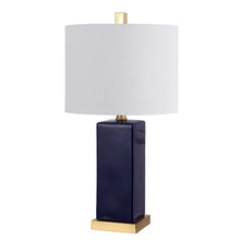  Modern Navy-Blue Lamp with White Drum Shade