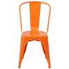 Set of 4 Vibrant Orange Metal Dining Chairs