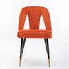 Orange Contemporary Velvet Upholstered Dining Chair with Gold Tipped Black Metal Legs -Set of 2