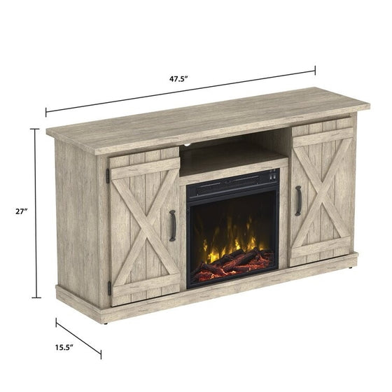 Farmhouse Rustic Pine TV Entertainment Electric Fireplace