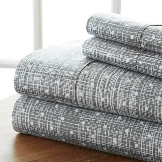 Premium Soft Sheets in Light Grey and White Polka-Dot Pattern