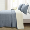 3-Piece Reversible Woven Cotton Quilt Set in Navy & Cream