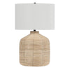 Rattan Table Lamp with White Drum Shade