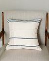 Ivory Throw Pillow with Navy Ribboning