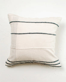  Ivory Throw Pillow with Navy Ribboning