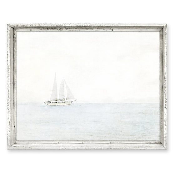 28 x 22" Sailboat Canvas Print in White Wood Framed (Special Order Only)