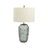 Sea Green Glass LED Lamp with Ivory Shade