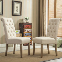  Set of 2 Traditional Upholstered and Tufted Dining Chairs in Ivory