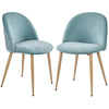 Set of 2 Mid-Century Style Velvet Upholstered Chairs in Pink or Blue