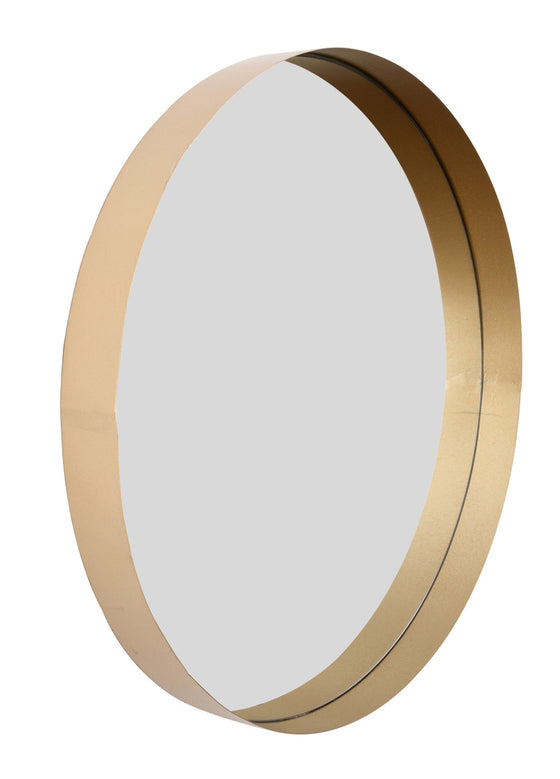 Gold Modern Framed Round Mirror -32"