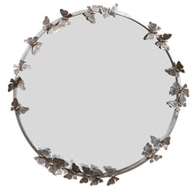  Silver Round Butterfly Mirror -31"