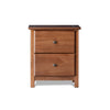 Farmhouse Solid Pine Wood 2 Drawer Nightstand in Walnut Finish