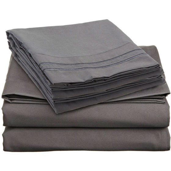 King sized 4-Piece Sheet Set in Charcoal Stone Gray