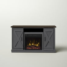  Farmhouse Rustic Grey/Espresso TV Entertainment Electric Fireplace