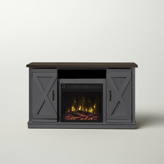 Farmhouse Rustic Grey/Espresso TV Entertainment Electric Fireplace