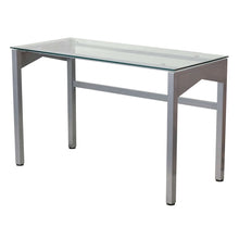  Rectangular Writing Office Desk with Clear Tempered Glass Surface