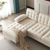 Modern U-Shaped Ivory Sectional Sofa with Tuft Cushions and Brass Feet