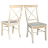 Set of 2 Unfinished Wood Dining Chairs with X-Style Backseat