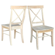  Set of 2 Unfinished Wood Dining Chairs with X-Style Backseat